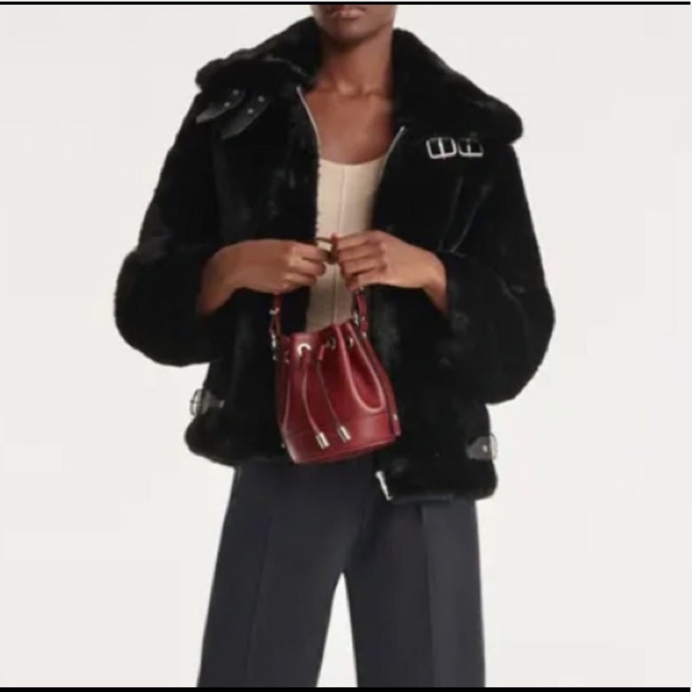 The Kooples Faux Fur Moto Jacket Size 2/Medium